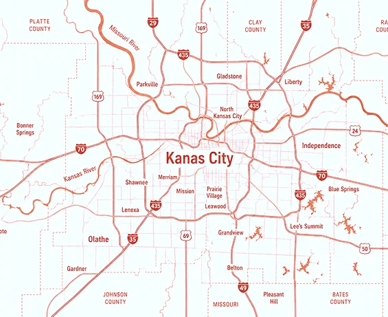 Kansas City service area map